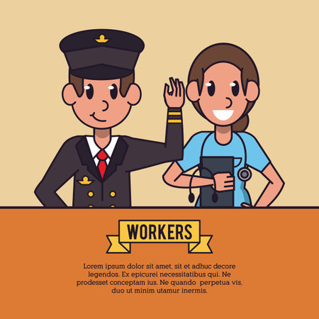 Workers infographic cartoon icon vector illustration graphic designのイラスト素材