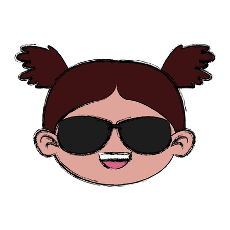 Cute girl with sunglasses cartoon icon vector illustration graphic designのイラスト素材