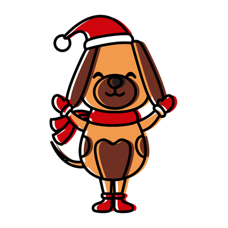 Christmas cute dog cartoon icon vector illustration graphic designのイラスト素材