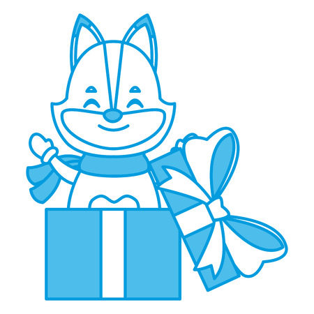Fox in gift box icon vector illustration graphic designのイラスト素材