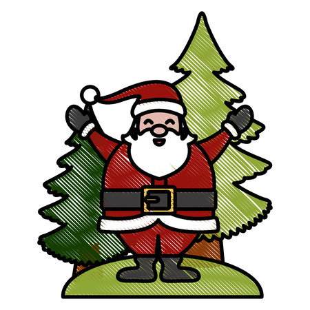Santa with christmas tree icon vector illustration graphic designのイラスト素材