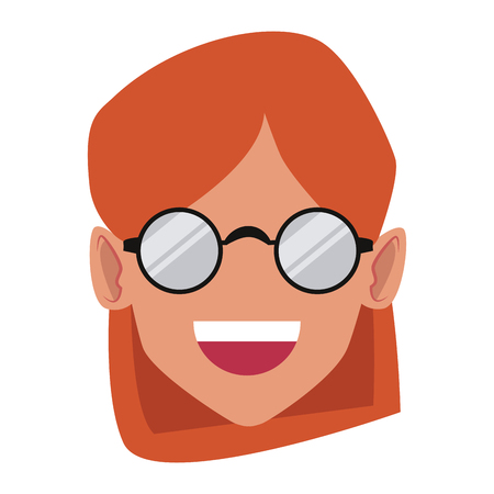 Geek girl with round frame glasses icon vector illustration graphic designのイラスト素材
