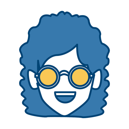 Geek girl with round frame glasses icon vector illustration graphic designのイラスト素材