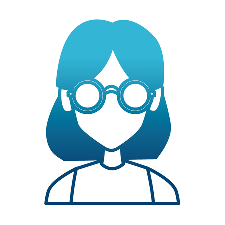 Geek girl with round frame glasses icon vector illustration graphic designのイラスト素材