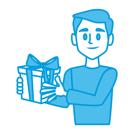 Man with christmas giftbox icon vector illustration graphic designのイラスト素材