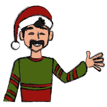 Man with Santa hat iconのイラスト素材