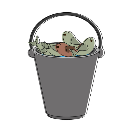 Fishes in bucket icon vector illustration graphic designのイラスト素材
