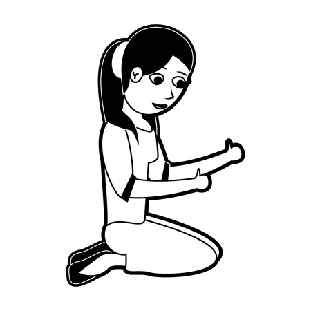 Woman on knees cartoon icon vector illustration graphic designのイラスト素材