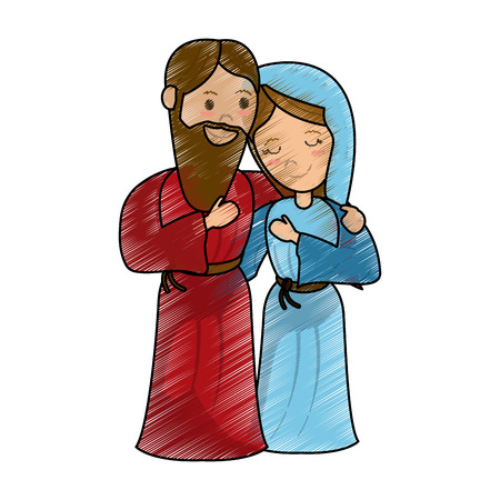 Virgin mary and joseph cartoon icon vector illustration graphic designのイラスト素材