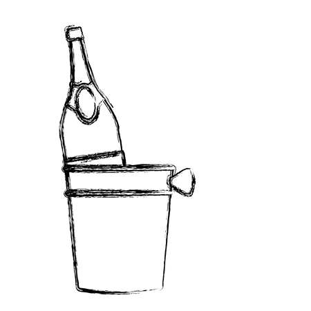 Champagne bottle in ice bucket icon vector illustration graphic designのイラスト素材