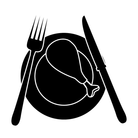Chicken leg on dish icon vector illustration graphic designのイラスト素材