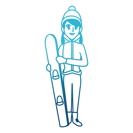 Young woman with snowboard icon vector illustration graphic designのイラスト素材