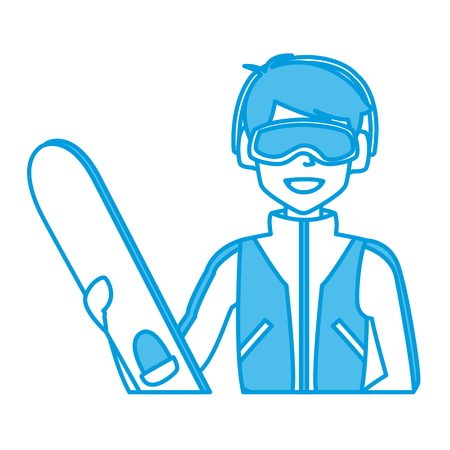 Young man with snowboard icon vector illustration graphic designのイラスト素材
