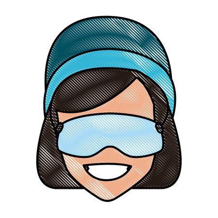 Woman with winrer goggles face icon vector illustration graphic designのイラスト素材