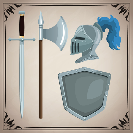 Medieval weapons icons icon vector illustration graphic designのイラスト素材
