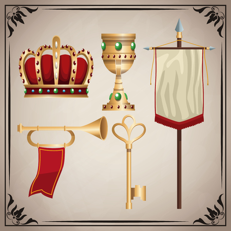 Medieval icons set icon vector illustration graphic designのイラスト素材