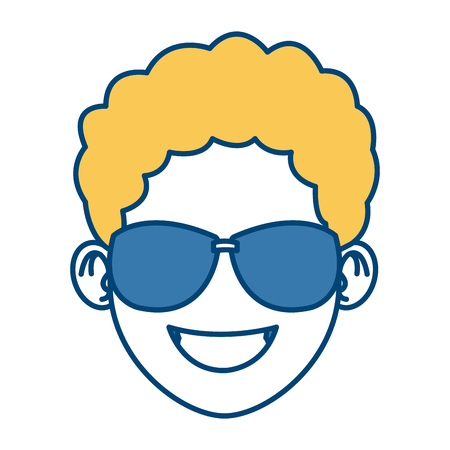 Man with sunglasses face icon vector illustration graphic designのイラスト素材