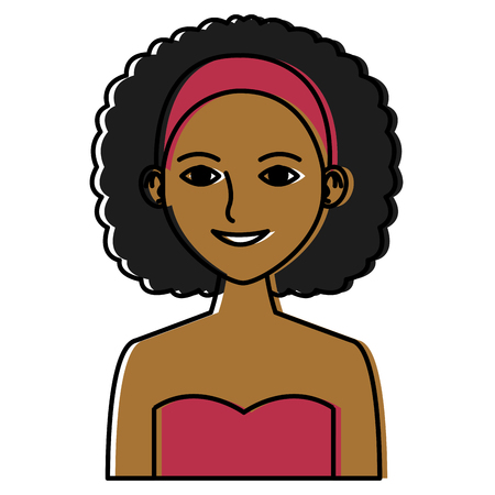 Young woman profile cartoon icon vector illustration, graphic design.のイラスト素材