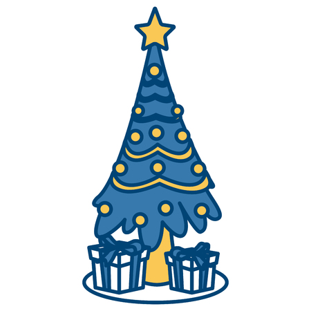 Christmas tree with giftboxes icon vector illustration graphic designのイラスト素材
