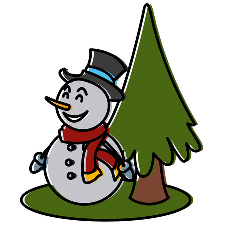 Snowman Christmas cartoon icon illustration graphic design.のイラスト素材