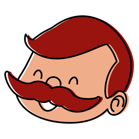 Grandparent face with mustache face cartoon icon vector illustration graphic designのイラスト素材