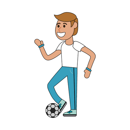 Man playing soccer cartoon icon vector illustration graphic designのイラスト素材