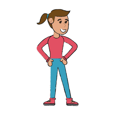 Woman doing aerobics cartoon icon vector illustration graphic designのイラスト素材