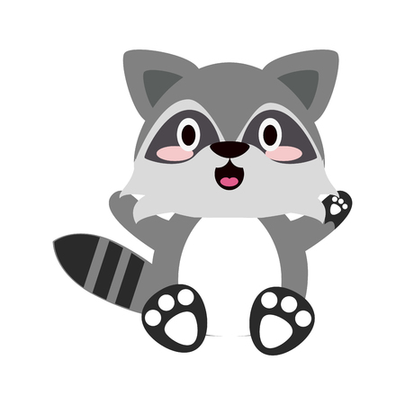 Cute puppy raccoon cartoon icon vector illustration graphic designのイラスト素材