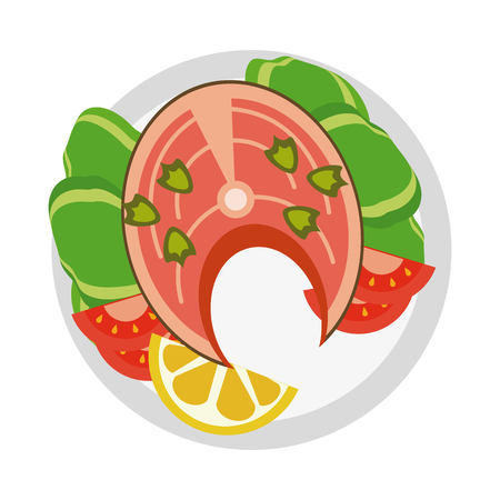 Fish and salad seafood icon vector illustration graphic designのイラスト素材