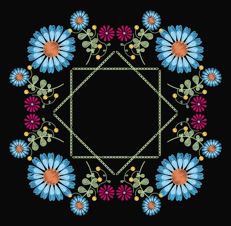 Floral pattern over black background icon vector illustration graphic designのイラスト素材