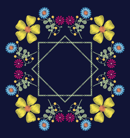 Floral pattern over blue background icon vector illustration graphic designのイラスト素材