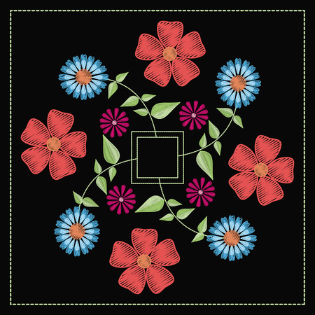 Floral pattern over black background icon vector illustration graphic designのイラスト素材
