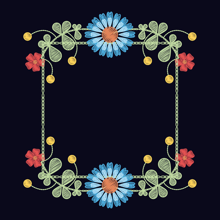 Floral pattern over black background icon vector illustration graphic designのイラスト素材