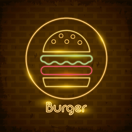 Hamburger neon lights icon vector illustration graphic designのイラスト素材