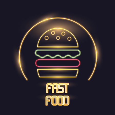 Hamburger neon lights icon icon vector illustration graphic designのイラスト素材