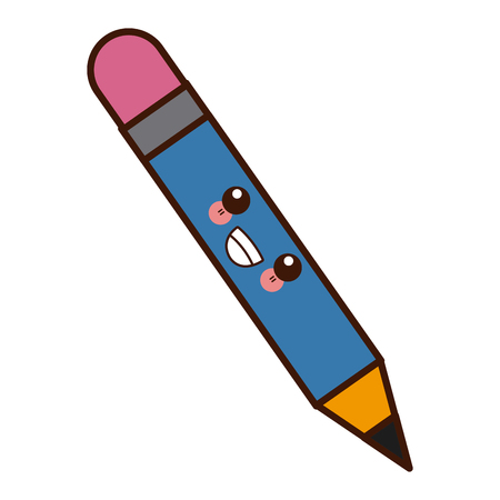 Wooden pencil symbol cute cartoon vector illustrationのイラスト素材