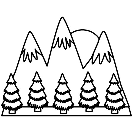 Mountains and forest landscape icon vector illustrationのイラスト素材