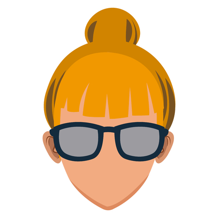 Woman face with sunglasses icon vector illustrationgraphic designのイラスト素材