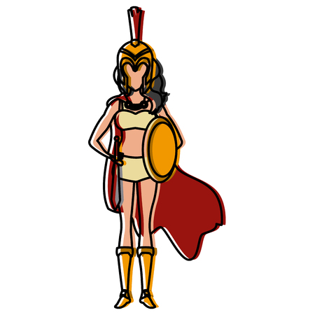 Beautiful woman medieval warrior icon vector illustration graphic designのイラスト素材