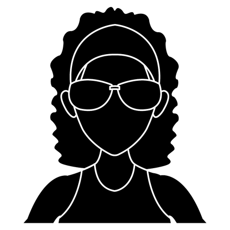 Woman face with sunglasses icon vector illustration graphic designのイラスト素材