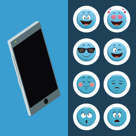 Emojis smartphone chat icons icon vector illustration graphic designのイラスト素材