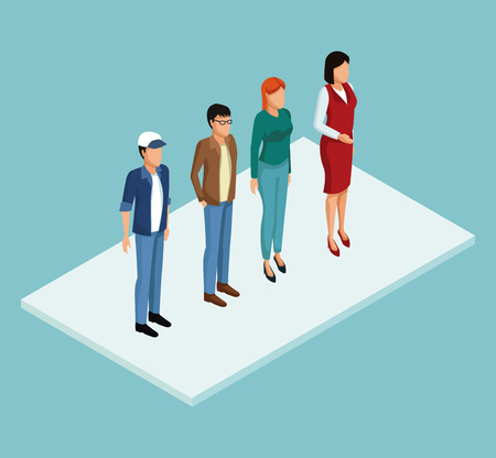 Isometric people 3d on blue background vector illustration graphic.のイラスト素材