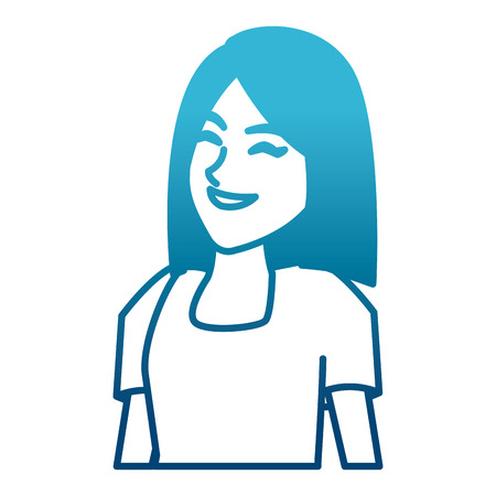 Woman profile smiling cartoon icon vector illustration graphic designのイラスト素材