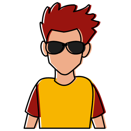 Man with sunglasses cartoon icon vector illustration graphic designのイラスト素材