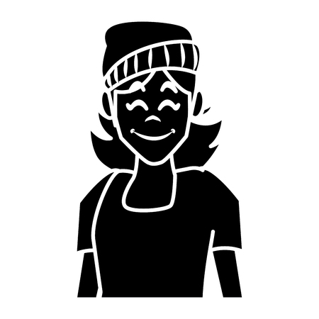 Woman profile smiling cartoon icon vector illustration graphic designのイラスト素材