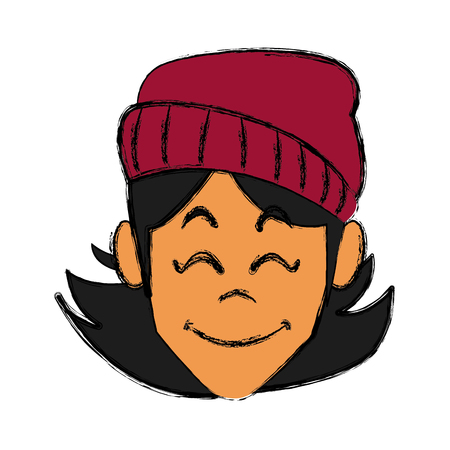 Woman face smiling cartoon icon vector illustration graphic designのイラスト素材