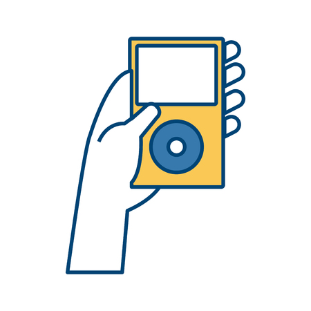 Hand holding music player icon. Vector illustration graphic design.のイラスト素材