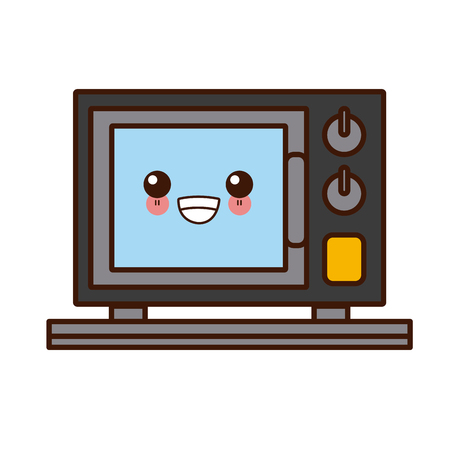 Microwave kitchen appliance cute kawaii cartoonのイラスト素材