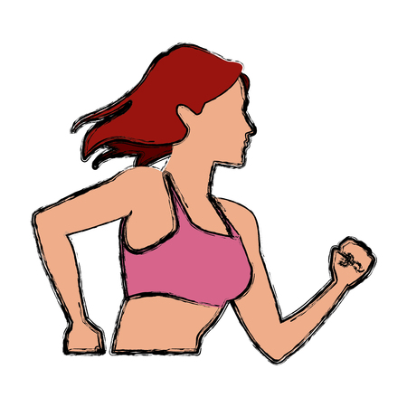 Fitness woman running icon vector illustration graphic designのイラスト素材