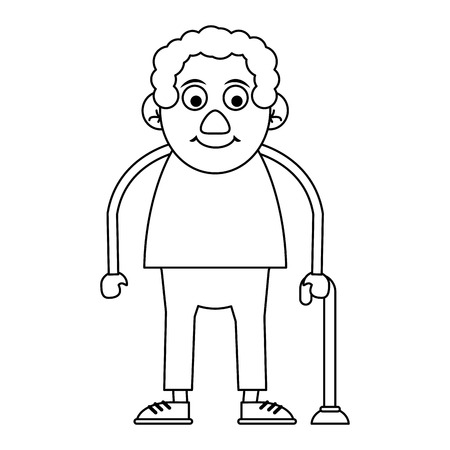 Cute grandfather cartoon walking stick icon vector illustration graphic designのイラスト素材